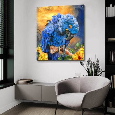 Bayou Breeze 'Hyacinth In The Hibiscus' by Carol Cavalaris Acrylic Glass Wall Art, 36" x 36"