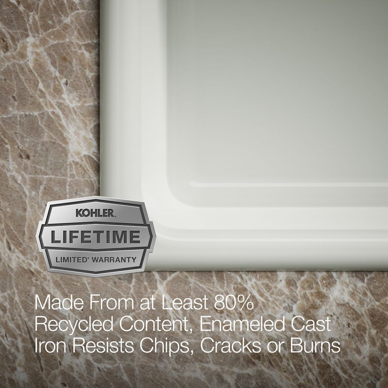 IronTones 33" L x 19" W Dual Mount Kitchen Sink, Sea Salt