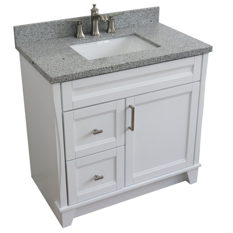 Ensemble de meuble-lavabo simple 37 po, gris, Blanc