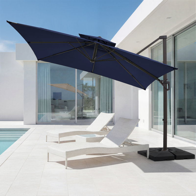 Parasol en porte-à-faux Pulk, Marine, L 120 po x P 120 po