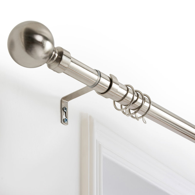 Colman Adjustable 4.5cm Double Curtain Pole, 5cm H x 210cm W x 2.5cm D, Brushed Silver