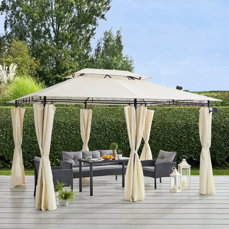 Gabriola 4m x 3m Metal Patio Gazebo, Beige