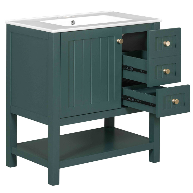 Meuble-lavabo de style transitionnel 30 po avec lavabo en céramique
