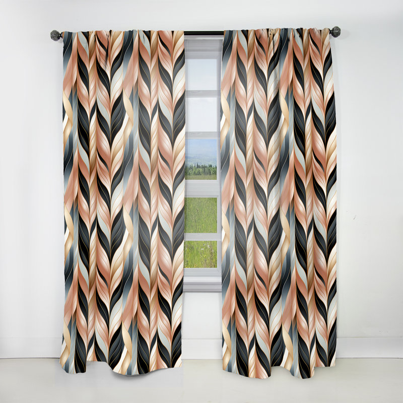 Glamour In Rose Gold Damask Pattern - Glam Curtain - Velvet Room Darkening - 1 Panel, 52" W x 90" L