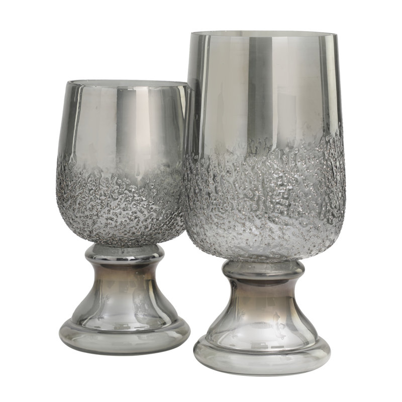 Ensemble de porte-bougie gris texturé