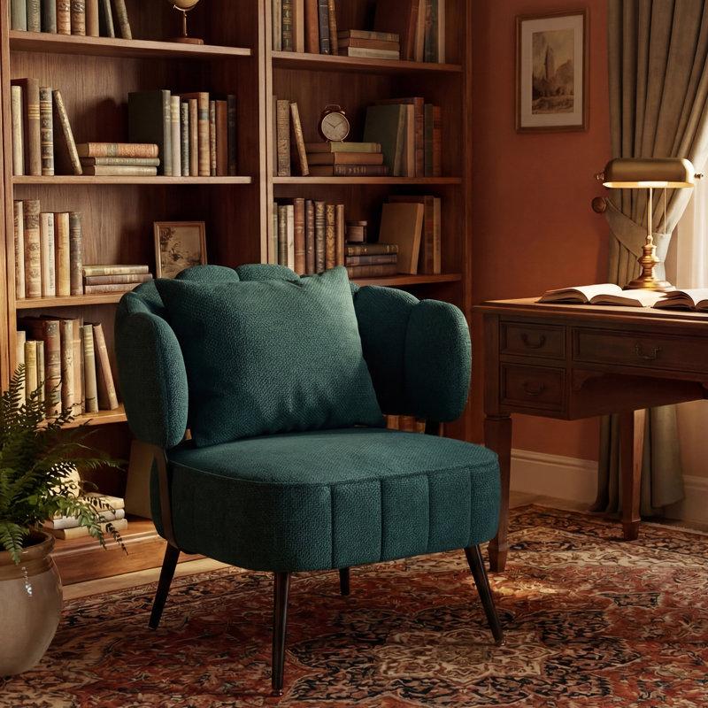 Fauteuil demi-tonneau en velours côtelé Comfy, Vert