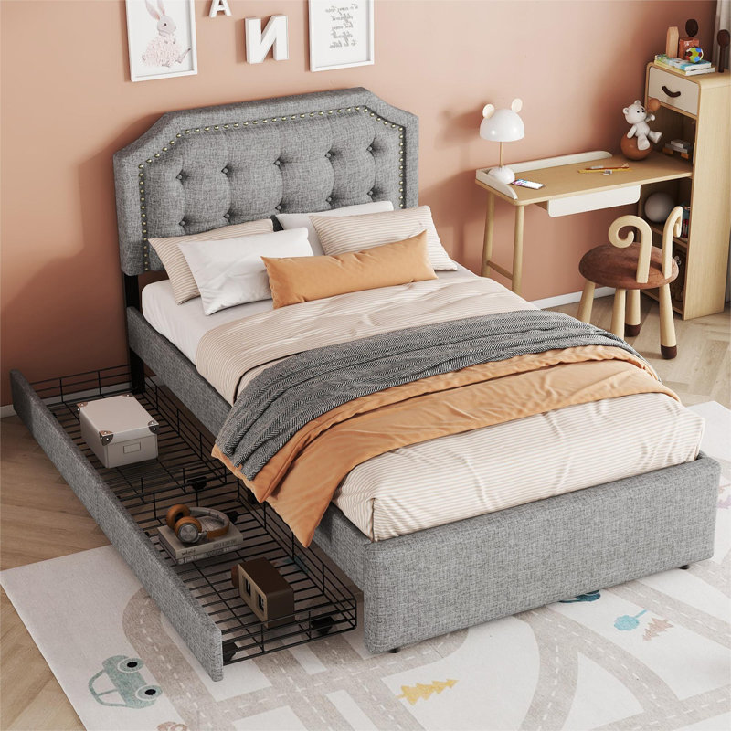 Sakath Upholstered Storage Bed, Grey