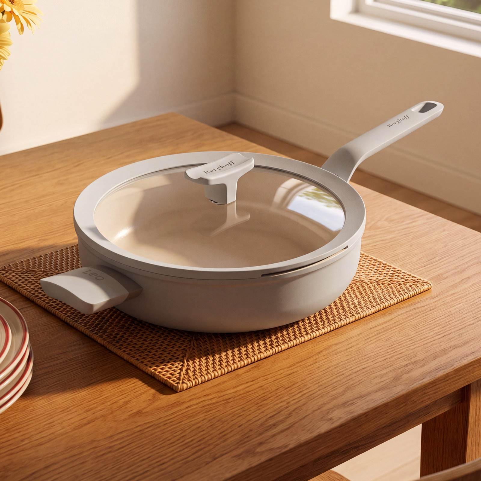 3.1qt Non-Stick Aluminum Sauté Pan, Gray