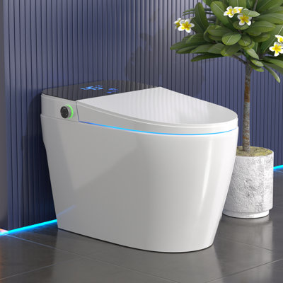 BCAN Smart Toilet with Tankless Bidet Wash, Auto Open Lid, 1.28 Gallons Auto Dual Flush, Heat Seat, Warm Wash/Dryer, Soft Closing, Remote Control