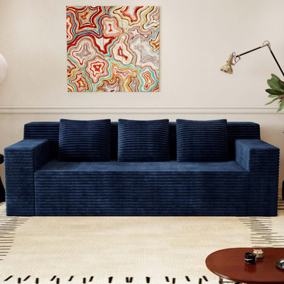 Modular Corduroy Sofa Set, No-Assembly Deep Seat Lounge