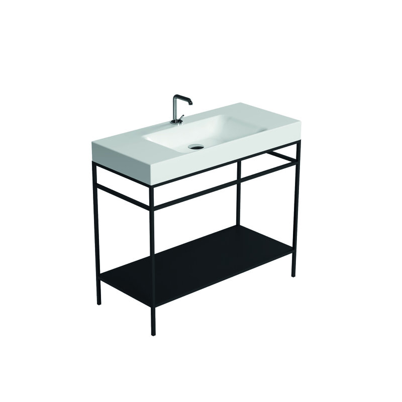 Évier Cento 3550 en blanc brillant et console autoportante Cento 9244 en noir mat