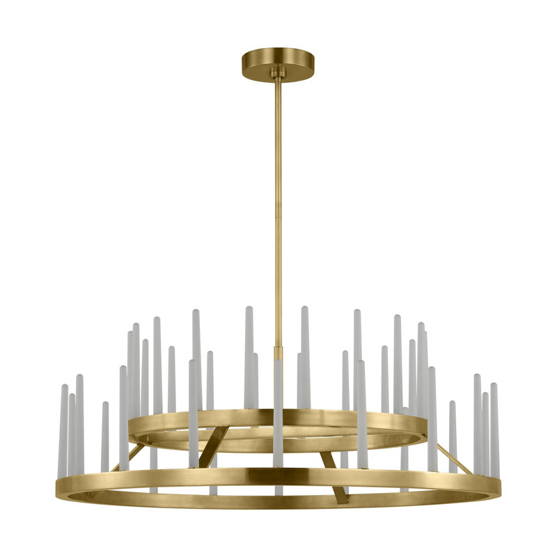 Sagrada LED Chandelier, 13.7" H x 36" W x 36" D, 36 Lights, Hand-Rubbed Antique Brass
