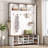 74.8" Farmhouse 4-in-1 Hall Tree with 6 Hooks, Walnut Entryway Bench & 16 Open Compartments, Rustic Shoe Organizer with Adjustable Shelves for Mudroom, Living Room, Entryway-129892228