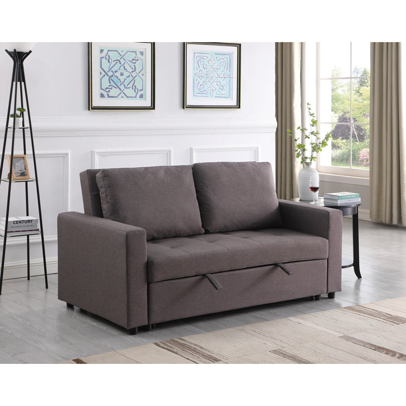 Devaeh 2 Seater Linen Blend Sleeper, Brown