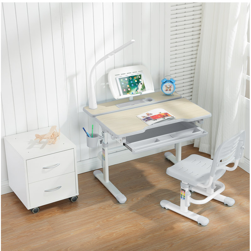 Gray Adjustable Height Kids' Desk Chair with Metal Frame