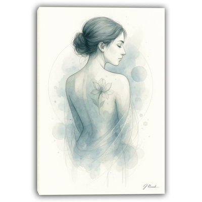 Art sur toile, "Quiet Blossom - Serene Floral Back"
