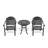 Cast Aluminum 3 Outdoor , Black Frame, Random Color Cushions For Cheerful Time, Stackable Chairs, Round Table With Umbrella Hole Patio Furniture Black, Outdoor, Protected, Socket
