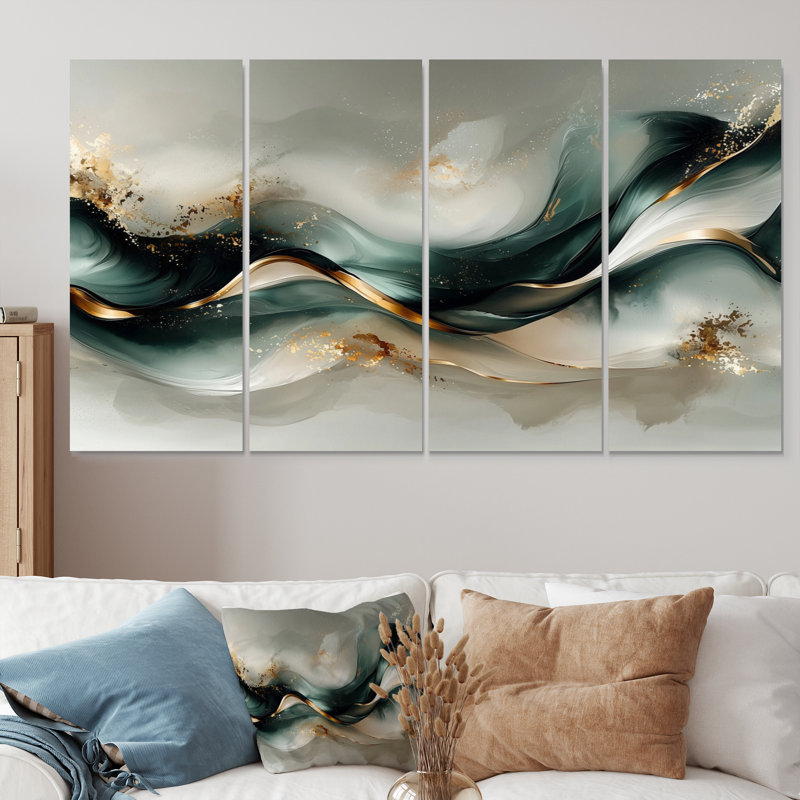 Dodson - Art mural marbré - Art mural moderne sur toile, 4, H 28 po x l 48 po
