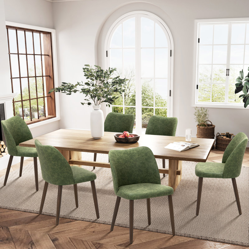 Chaise de salle à manger rembourrée en tissu 18 "H avec pieds en bois massif