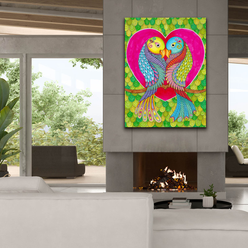 «Lovebirds In Color» par Hello Angel, art mural sur toile, H 54 po x l 40 po x P 1,5 po