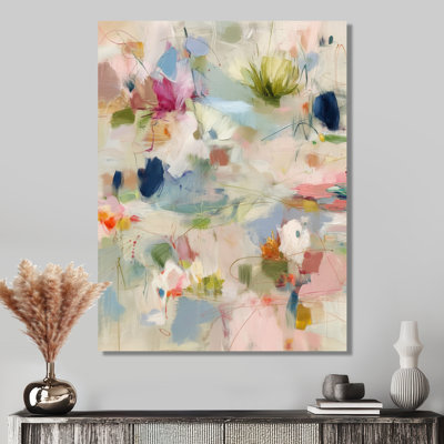 Abstrait minimalisme dans des tons roses et verts - Art mural minimaliste, impression sur toile verte minimaliste