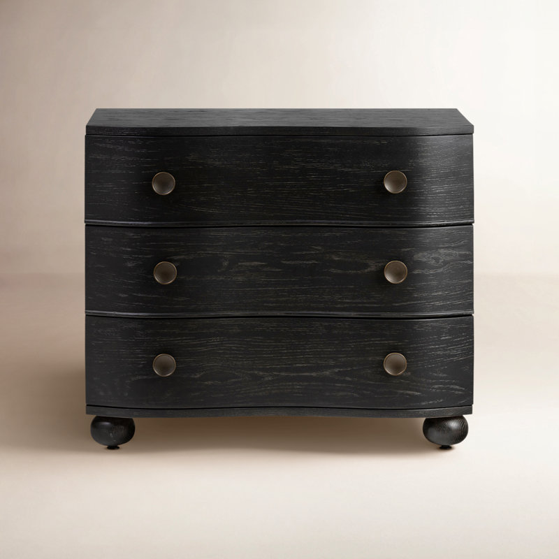 Tariel 32'' W Solid Wood Nightstand, Distressed Black