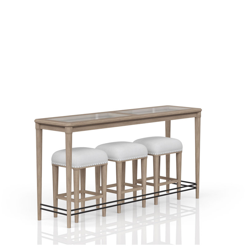 Console en verre givré avec 3 tabourets