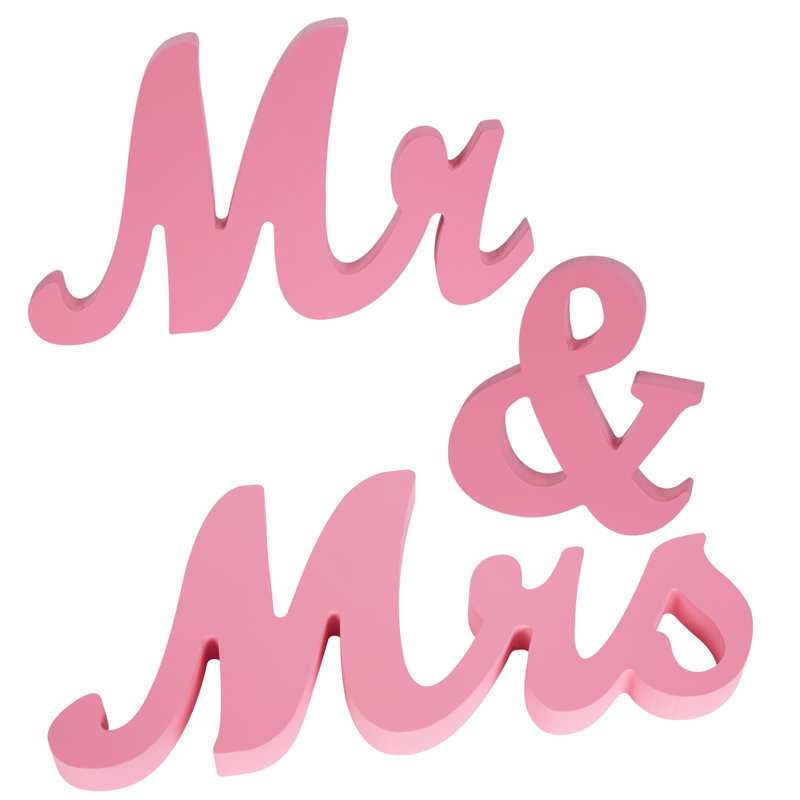 Mr et Mme signe des décorations de table chérie de mariage, lettres autoportantes en bois (blanc) - L, Rose