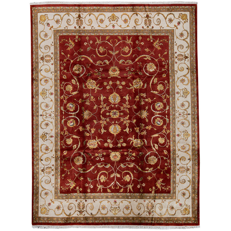Tapis rouille et beige noué à la main de haute qualité