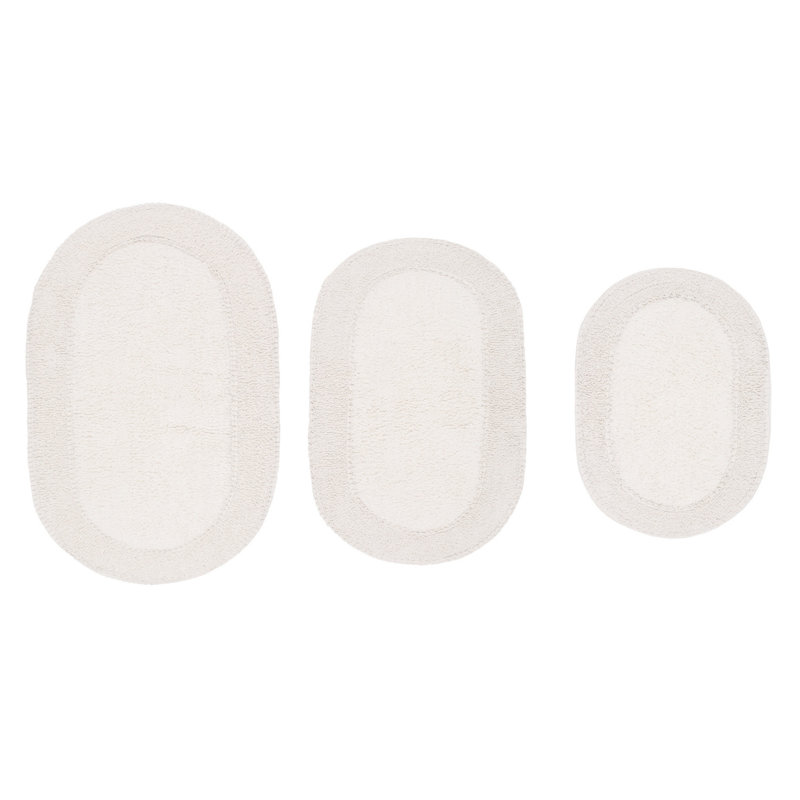 Ensemble de tapis pour salle de bain 100% coton Yashvi, Ivoire