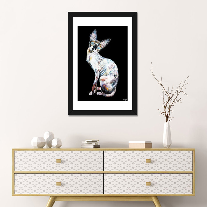 « larry, black background », impression sur toile, Papier avec cadre noir, Blanc, H 32 po x l 24 po x P 1 po