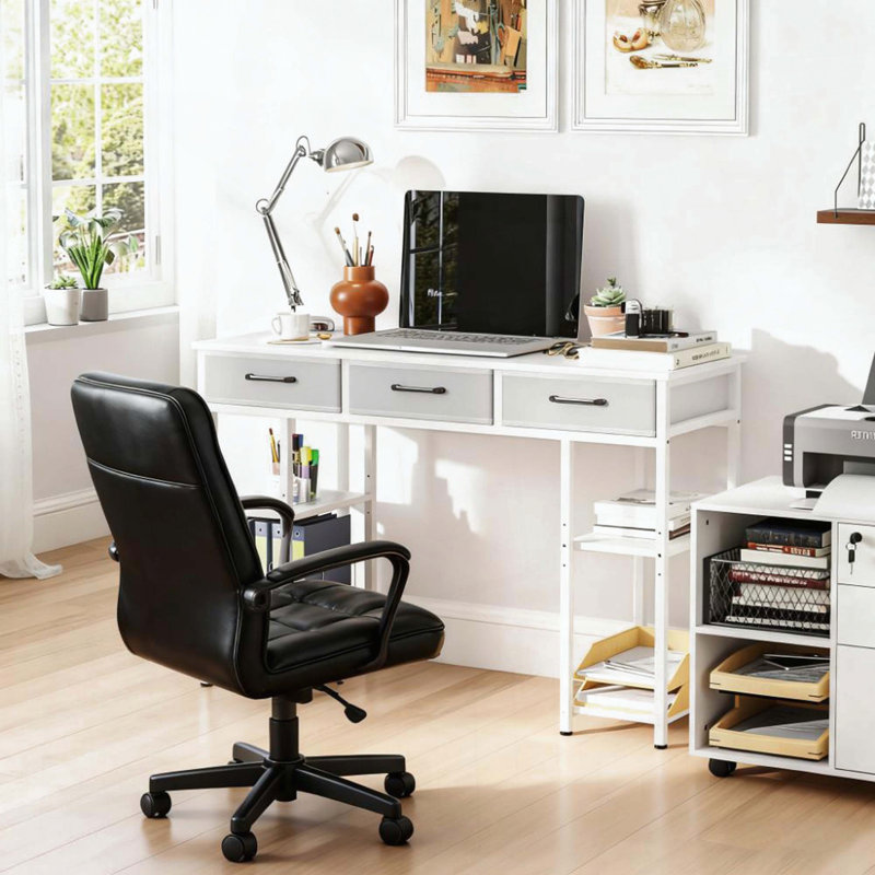 Small Computer Desk with Fabric Drawers