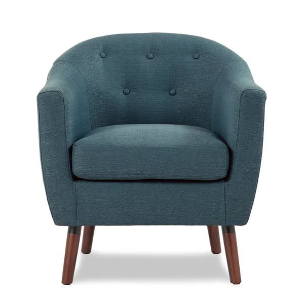Fauteuil d'appoint en tissu bleu capitonné bleu, Bleu