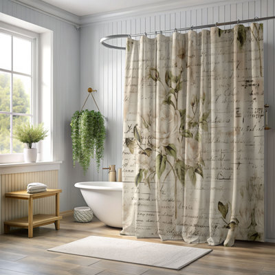 Flowered Initials - 1 Piece Standard Shower Curtain