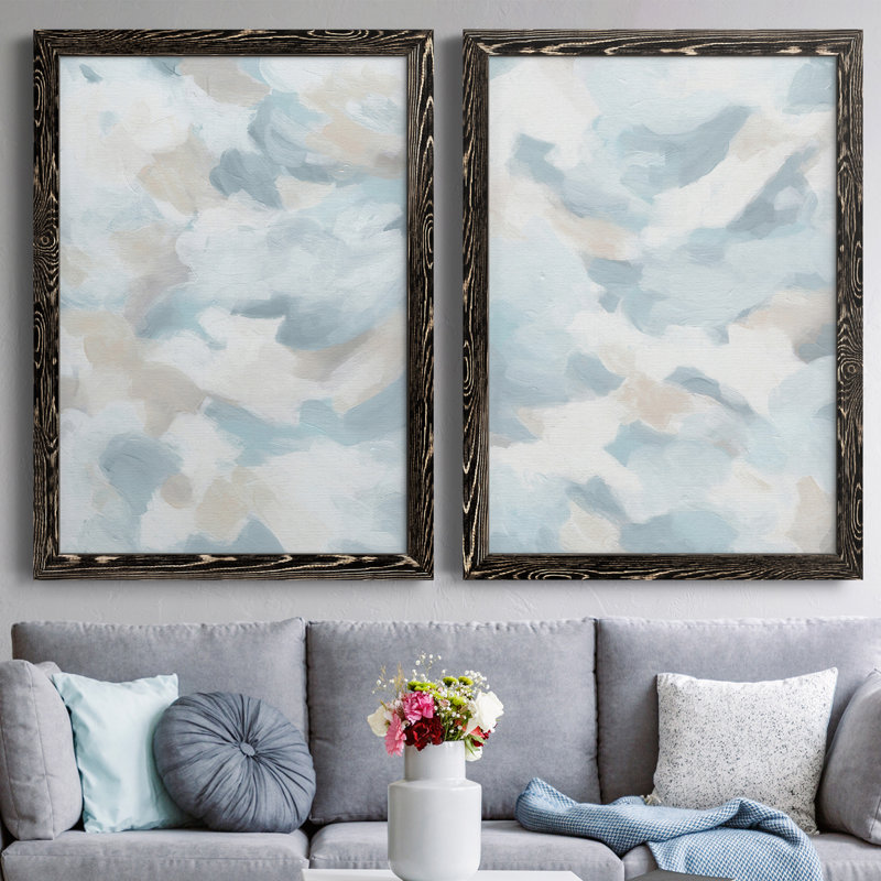 Sky Sweep I - impression 2 pièces, H 37,5 po x l 55 po x P 1,5 po, Toile avec cadre noir