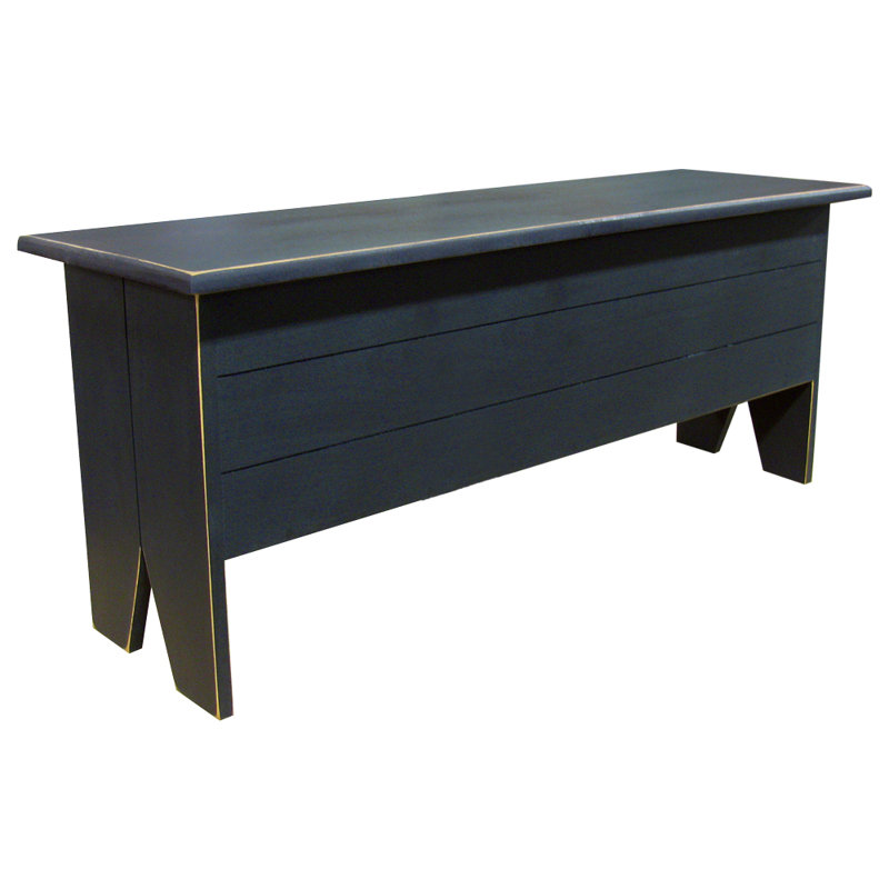 Banc de rangement en bois massif Kalki, Vieux noir, H 18,5 po x l 48 po x P 14,5 po