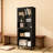 Tempered Glass Door Tall Bookcase - 23.62"L×13.78"D×63"H White Mdf, 4-Door, Adjustable Shelves, For Living Room/Bedroom/Office，Black-787230417