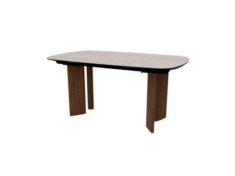 Sandy Extendable Tables, 30.38"H x 65"L x 39.38"W, White Travertino, Canaletto Walnut