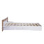 Grand lit plateforme avec tête de lit, tiroirs, tablettes, ports et prises USB, blanc