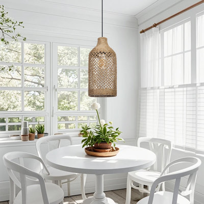 Luminaire suspendu en rotin pour îlot de cuisine Boho