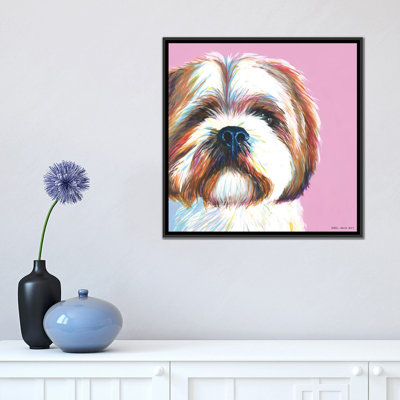 " Shih Tzu On Pink, Square " by Kirstin Wood
