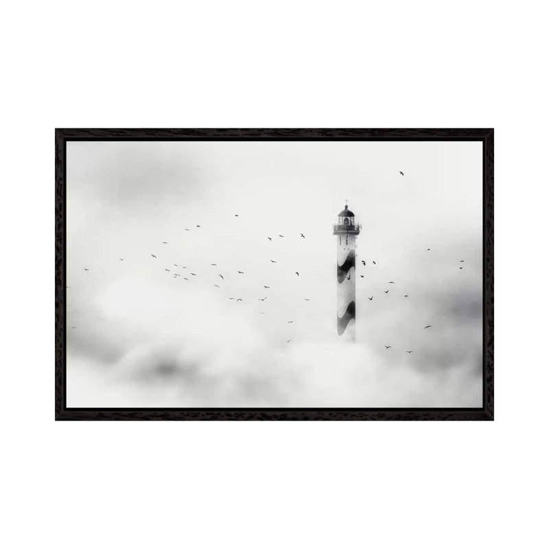 The Fog by Piet Flour - Print on Canvas, Black Floater Framed, 45.72cm H x 66.04cm W x 3.81cm D