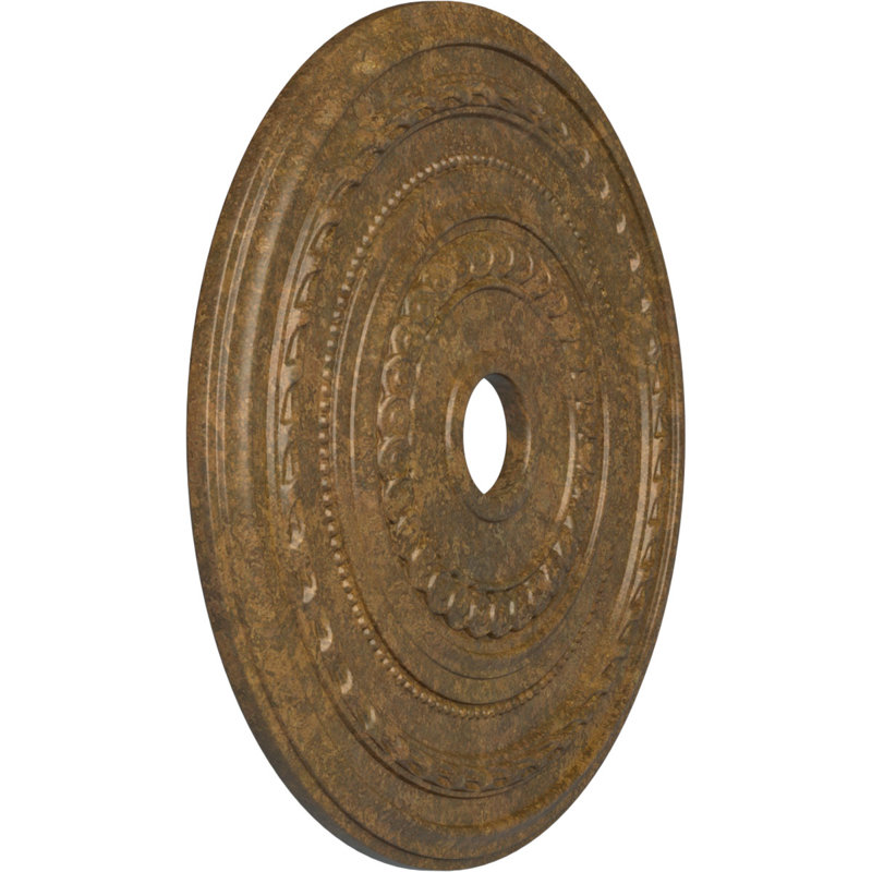 25 pi x 3/8 po x P 3 3/8 po x P 1 3/8 po médaillon de plafond (convient aux auvents jusqu'à 9 1/8 po), Bronze huilé