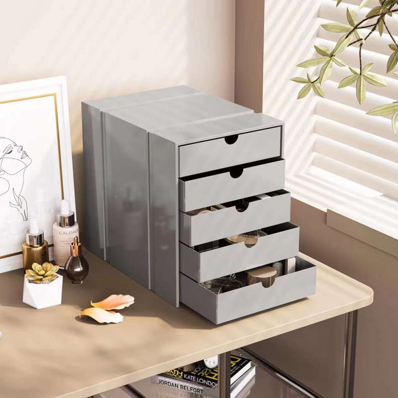 File Cabinet Shelf Organizing Box Settrays 5 Drawers Closed, Grey
