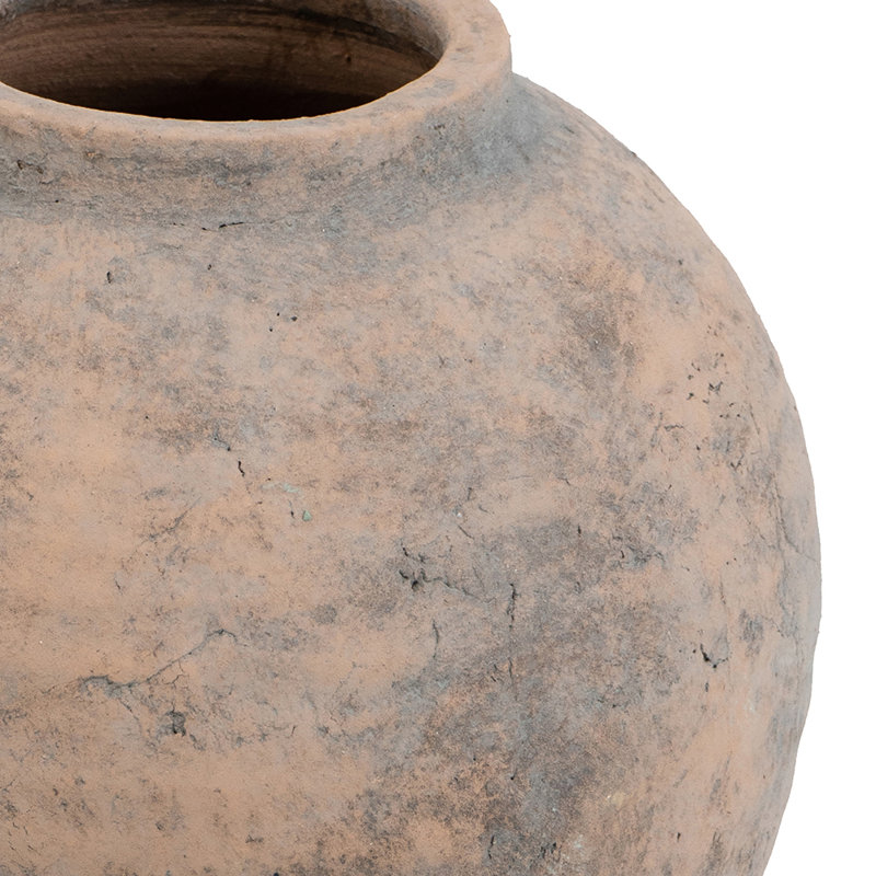 D9.5X11" Round Terracotta Vase With Earthy Texture
