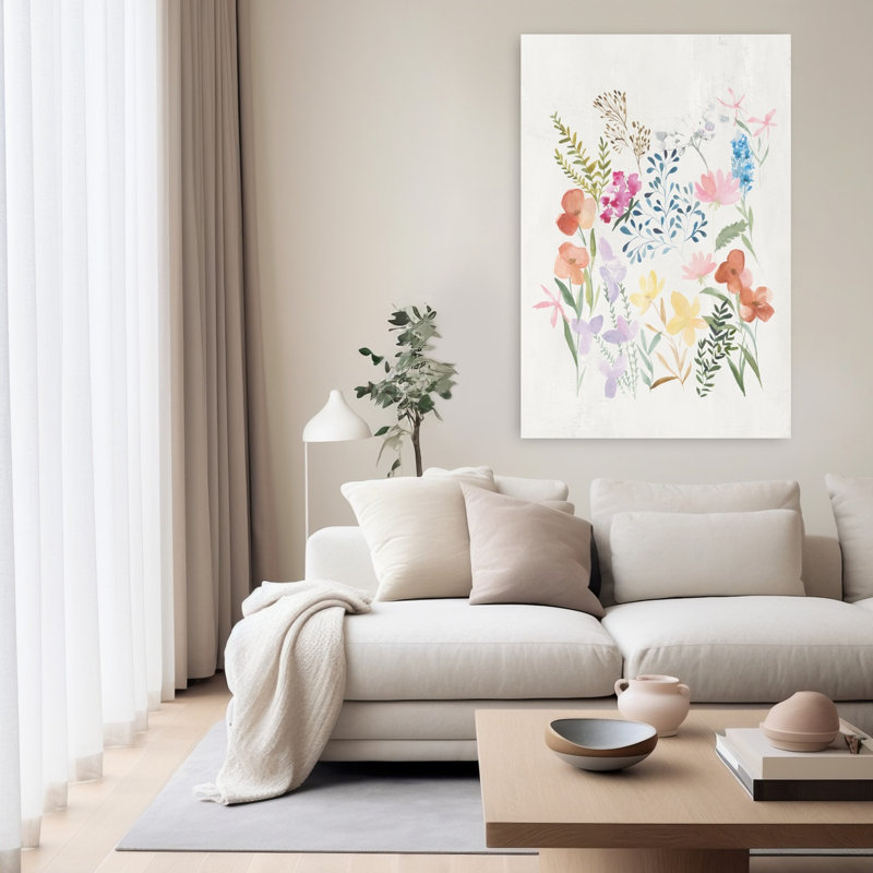 «Blossoms Of Gentle Springtime I», art mural contemporain abstrait, H 60 po x l 40 po