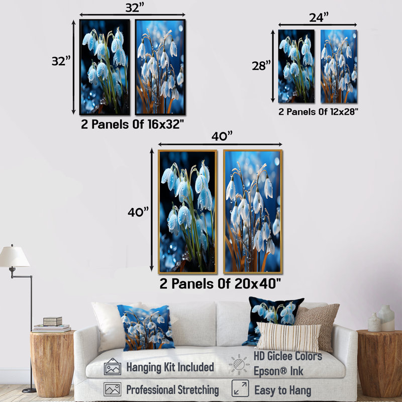 Ensemble de 2 photos de fleurs d'hiver, H 32 po x l 33 po, Toile tendue