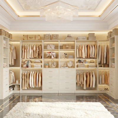 Système d'organisation 117,8 po avec tiroirs en bois, range-chaussures et tringles suspendues Welles