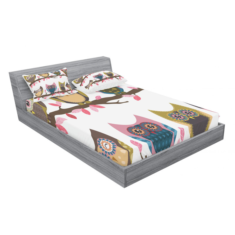 Owls Microfiber Sheet Set, Full Sheet Set + Fitted Sheet + 2 Pillowcases