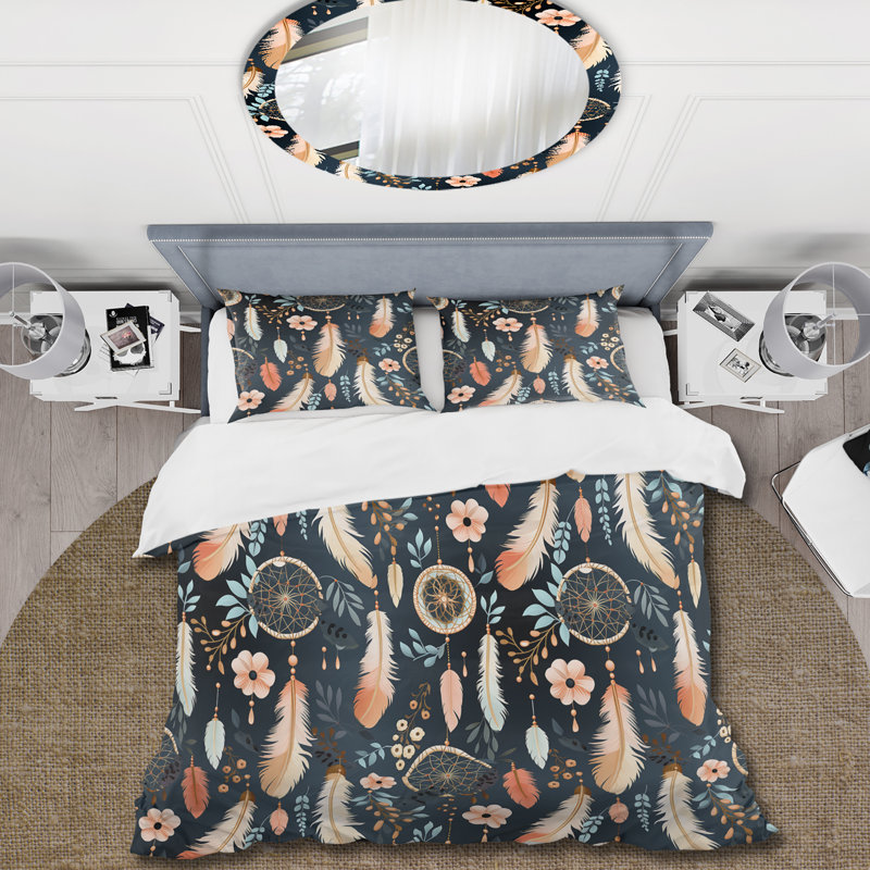 Ensemble de housse de couette Dreamcatchers Boho, Housse de couette simple + 1 taie décorative stan